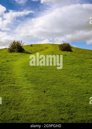 Il sentiero per la cima di Wolstonbury Hill nel South Downs National Park, Sussex UK in una giornata di sole. Foto Stock