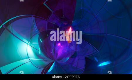 illustrazione in 3d di un bellissimo astratto moderno sfondo poligoni sfumature di colore viola blu. Foto Stock