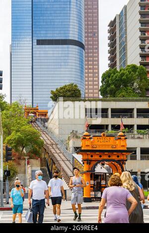 Los Angeles, 24 LUGLIO 2021 - Vista mattutina della Ferrovia del volo Angels Foto Stock