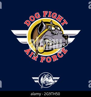 Cane lotta insignia pitbull pilota WWII naso arte emblema stile illustrazione vettoriale. Può essere utilizzato come poster, t-shirt, o qualsiasi altro scopo. Illustrazione Vettoriale