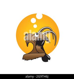 La mascotte cartoon Goat da sogno può essere utilizzata per la stampa di t-shirt o per qualsiasi altro scopo. Illustrazione Vettoriale