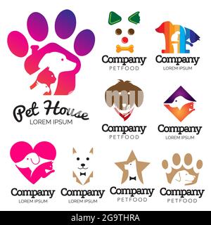 Set di logo per cani e animali domestici. Vettore Illustrazione Vettoriale