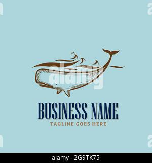 Illustrazione di un vintage vintage whale Illustrazione Vettoriale