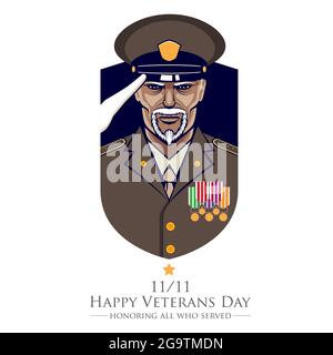 Illustrazione vettoriale di Veteran Salute per logo, grafica di t-shirt o qualsiasi altro scopo Illustrazione Vettoriale