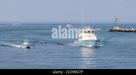 Barche da pesca a Montauk, NY Foto Stock