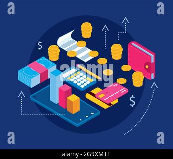 nove icone di finanze personali Illustrazione Vettoriale