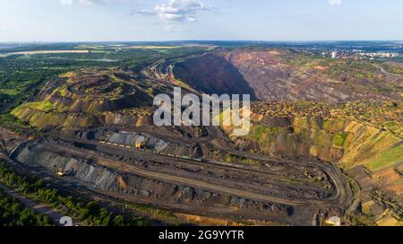 Miniere di carbone Open Pit Mine Aerial Black View Foto Stock