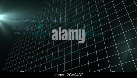 Equazioni matematiche e diagrammi su sfondo nero Foto Stock