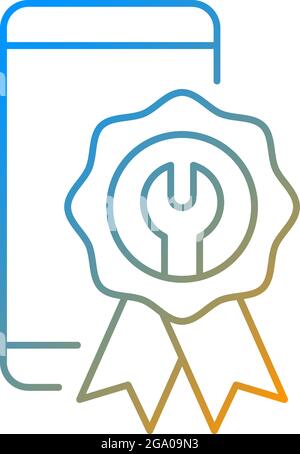 Icona vettore lineare gradiente riparazioni certificate Illustrazione Vettoriale