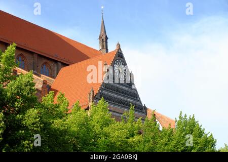 Vista esterna del transetto della chiesa di San Nicola Wismar Foto Stock