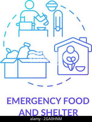 Icona del concetto di cibo di emergenza e del programma di rifugio. Illustrazione Vettoriale