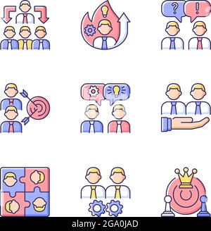 Insieme di icone di colore RGB per il lavoro di squadra Illustrazione Vettoriale