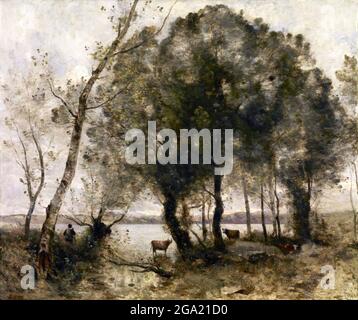 Il lago di Jean-Baptiste-Camille Corot (1796-1875), olio su tela, 1861 Foto Stock