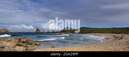 La Pointe des Chateaux, una penisola che si estende nell'Oceano Atlantico, Grande-Terre, Guadalupa, Antille francesi Foto Stock