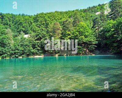 Lago Blu a Baia Sprie (contea di Maramures), Romania Foto Stock