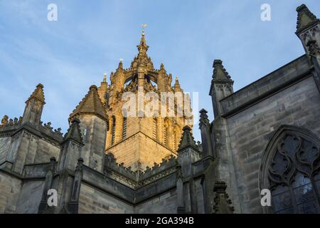 Architettura della Cattedrale di St. Giles nel centro di Edimburgo, Scozia; Edimburgo, Scozia Foto Stock