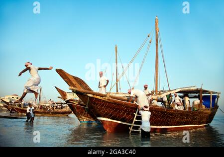 Omani vita tradizionale dei pescatori - OMAN Foto Stock