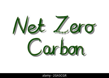 NET Zero Carbon, parole con scrittura a mano nera isolate su sfondo bianco Foto Stock