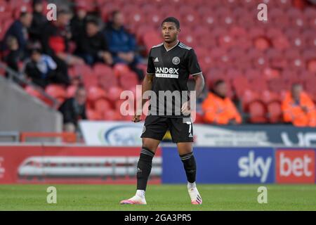 Rhian Brewster n. 7 di Sheffield si è Unito in azione durante il gioco Foto Stock