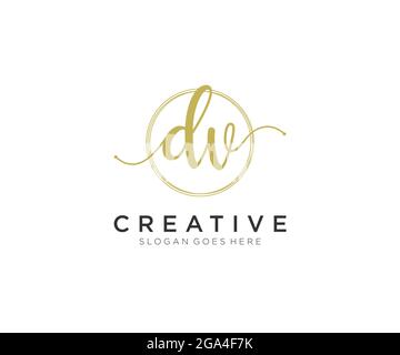 Monogramma di bellezza con logo DV Femminile ed elegante design con logo, logo scritto a mano della firma iniziale, matrimonio, moda, floreale e botanico con creatività Illustrazione Vettoriale