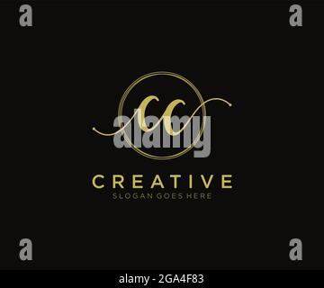 LOGO CC Femminile monogramma di bellezza e design elegante logo, scritta a mano logo di firma iniziale, matrimonio, moda, floreale e botanico con creativo Illustrazione Vettoriale