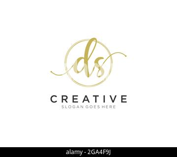 Monogramma di bellezza con logo femminile DS e design elegante con logo, logo scritto a mano della firma iniziale, matrimonio, moda, floreale e botanico con creatività Illustrazione Vettoriale