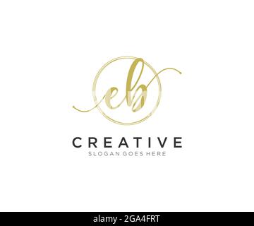 EB monogramma di bellezza del logo femminile ed elegante disegno del logo, marchio di scrittura di firma iniziale, cerimonia nuziale, moda, floreale e botanico con creativo Illustrazione Vettoriale