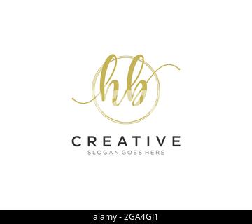 Monogramma di bellezza con logo femminile HB e design elegante con logo, logo scritto a mano di firma iniziale, matrimonio, moda, floreale e botanico con creatività Illustrazione Vettoriale