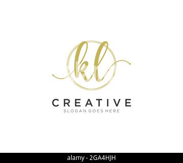 KL monogramma di bellezza del logo femminile e design elegante del logo, logo di scrittura a mano della firma iniziale, matrimonio, moda, floreale e botanico con creativo Illustrazione Vettoriale