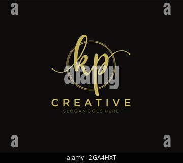 KP Monogramma di bellezza del logo femminile e design elegante del logo, logo di scrittura a mano della firma iniziale, matrimonio, moda, floreale e botanico con creativo Illustrazione Vettoriale
