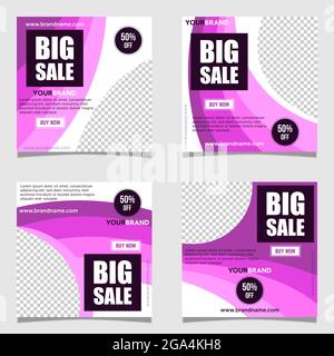 Super Big sale social media post modello banner, sfondo vettoriale promozione modificabile con collage fotografico Illustrazione Vettoriale