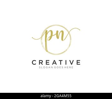 PN monogramma di bellezza del logo femminile e design elegante del logo, logo di scrittura a mano della firma iniziale, matrimonio, moda, floreale e botanico con creativo Illustrazione Vettoriale