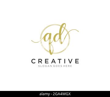 Monogramma di bellezza con logo QD Femminile ed elegante design con logo, logo scritto a mano della firma iniziale, matrimonio, moda, floreale e botanico con creatività Illustrazione Vettoriale