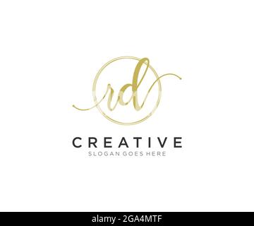 RD monogramma di bellezza del logo femminile e design elegante del logo, logo di scrittura a mano della firma iniziale, matrimonio, moda, floreale e botanico con creativo Illustrazione Vettoriale