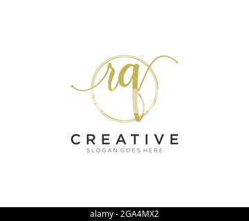 RQ Monogramma di bellezza del logo femminile e design elegante del logo, logo di scrittura a mano della firma iniziale, matrimonio, moda, floreale e botanico con creativo Illustrazione Vettoriale