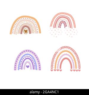 Disegno vettoriale amore rosa arcobaleno disegnato a mano carino Illustrazione Vettoriale