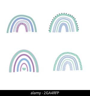 Arcobaleno carino disegnato a mano in giallo punto vettore migliore Illustrazione Vettoriale