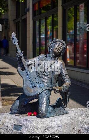 Jimi Hendrix scultura in Seattle Capitol Hill quartiere Foto Stock