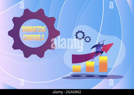 Testo che mostra i canali di marketing di ispirazione. Parola scritta sulla necessaria per trasferire la proprietà di merci immagine colorata che Visualizza il progresso Foto Stock