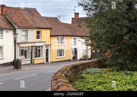 Dunmow, Thaxted, Essex, UK - 2019 settembre, Great Dunmow è un'antica città di mercato nell'Essex nord-occidentale. Tradizionale vecchia strada inglese a due piani Foto Stock