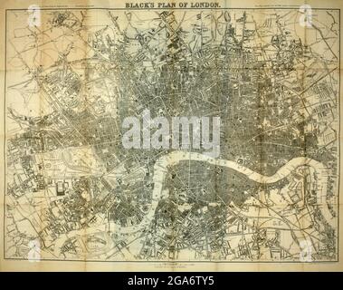 Black's Index Plan of London dal libro ' Londra e dintorni : una guida pratica alla metropoli e alle sue vicinanze, illustrata da mappe, piani e viste ' di Adam e Charles Black pubblicato a Edimburgo da A. & C. Black 1862 Foto Stock