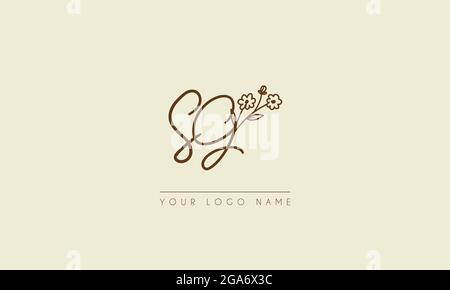 Lettera iniziale SG o GS Firma matrimonio botanico fiore icona logo disegno vettoriale Illustrazione Vettoriale