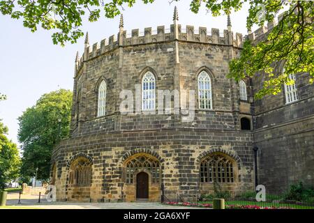 Lancaster Crown Court nel Shire Hall di Lancaster Castle precedentemente HMP nella città di Lancaster REGNO UNITO. Foto Stock