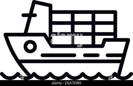 Icona della nave da carico completa. Profilo icona vettore nave carico completo per il web design isolato su sfondo bianco Illustrazione Vettoriale