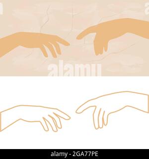 Mano di Dio, creazione di Adamo, Illustrazione Vettoriale