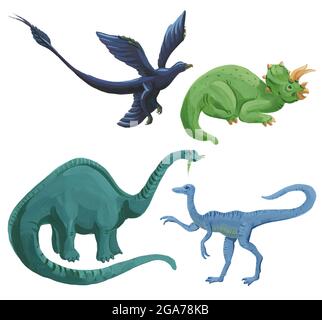 Dinosauri acrilici disegnati a mano Foto Stock