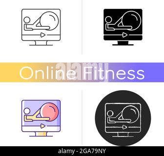 Icona di allenamento online della palla di fitness. Illustrazione Vettoriale