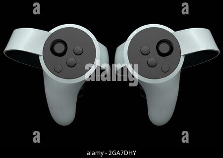 Controller bianchi per realtà virtuale per il gaming online e cloud in nero Foto Stock