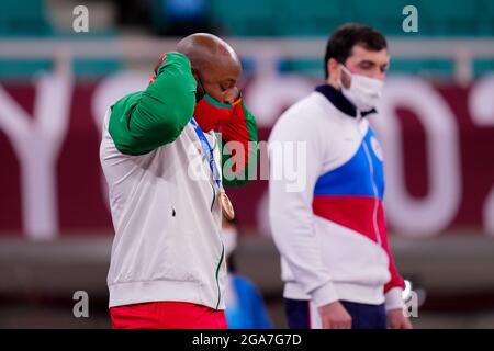 TOKYO, GIAPPONE - LUGLIO 29: Jorge Fonseca del Portogallo durante la cerimonia di Medaglia di Judo durante i Giochi Olimpici di Tokyo 2020 al Nippon Budokan il 29 Luglio 2021 a Tokyo, Giappone (Foto di Yannick Verhoeven/Orange Pictures) Foto Stock