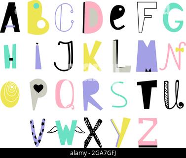 Bambini divertente alfabeto inglese con lettere colorate Illustrazione Vettoriale
